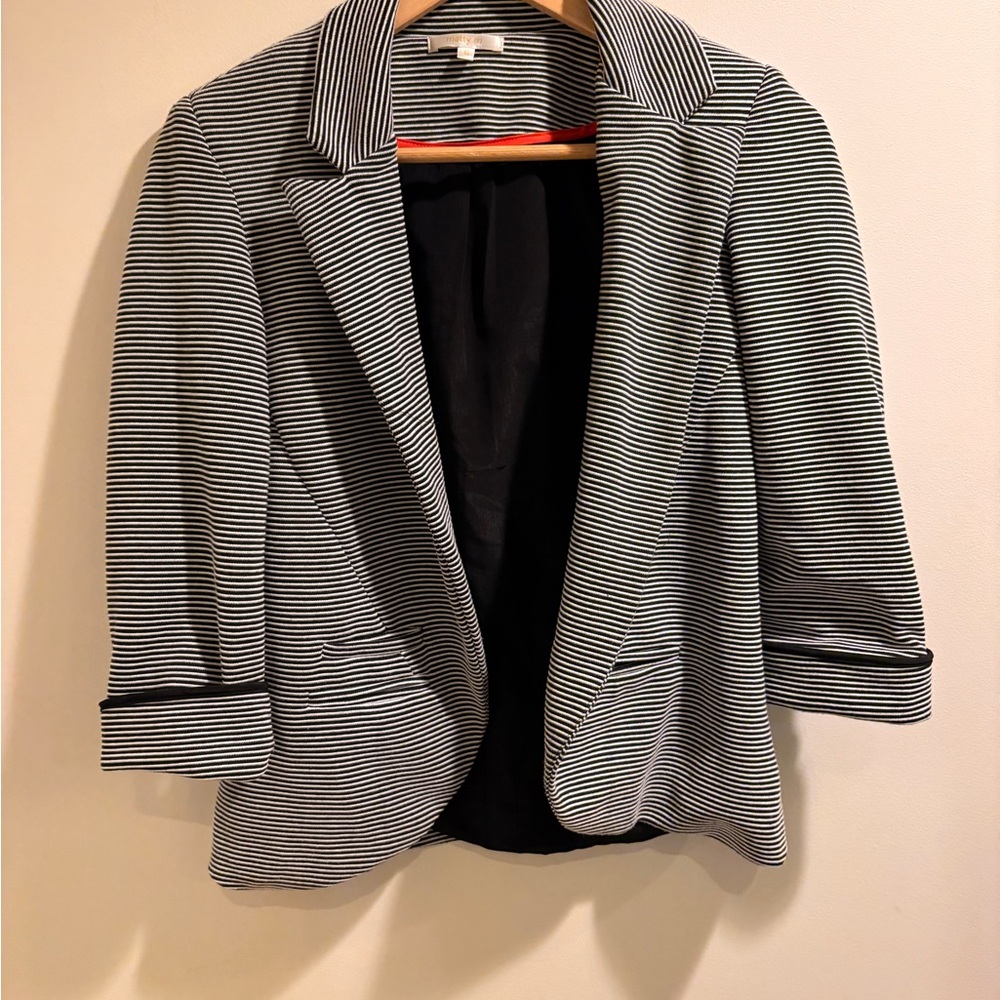 Matty M Black and White Striped Blazer